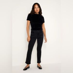 Good American Good Leg Straight - Black Ankle Jeans